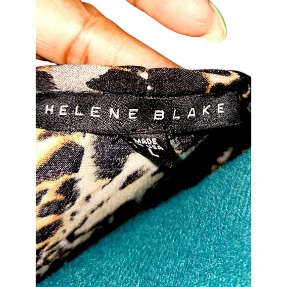 Helene Blake Womens L Leopard Print Short Sleeve Ruffle Neck Tie A Line … - Picture 2 of 5